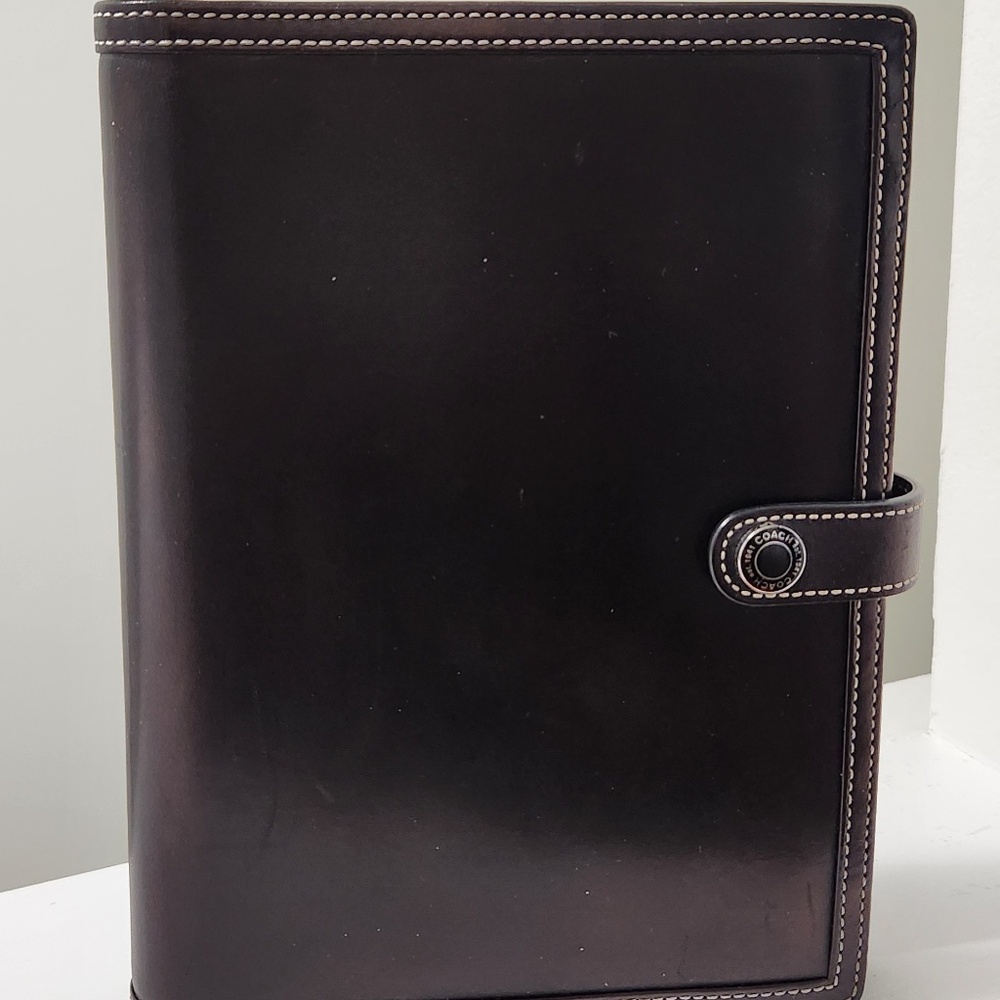 COACH Black Vachetta Leather Planner